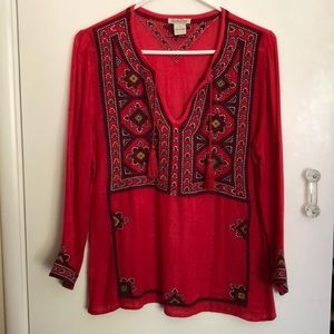 lucky brand red peasant top